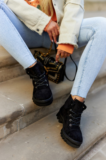 aus INildleder Frühling Stiefel Schuhe mit Riemen schZuarze Farbe Dalles 2