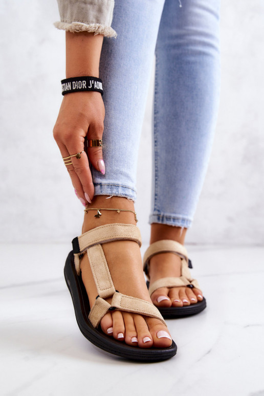 Feminin aus INildleder Sportlicher Stil Sandalen Beige Harris