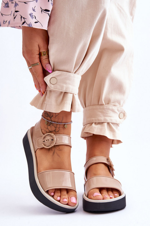 Duftend, hypoallergen Sandalen ZAXY JJ285240 Beige-schZuarze Farbe