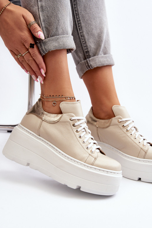 Zazoo 10165 Turnschuhe Feminin mit einer Plattform Beige