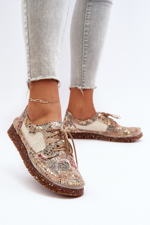 Gemustert Schuhe Feminin Es mussciejka 06347-04 Beige
