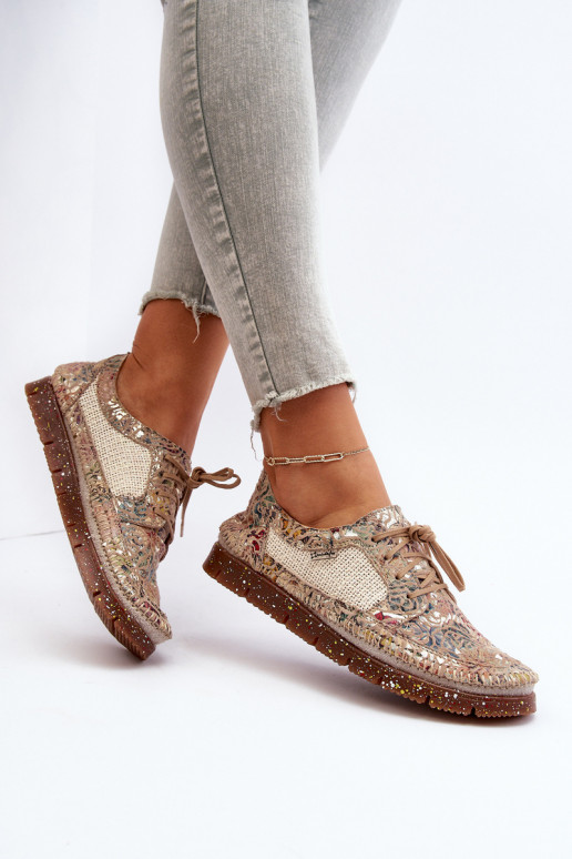 Gemustert Schuhe Feminin Es mussciejka 06347-04 Beige