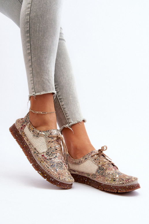 Gemustert Schuhe Feminin Es mussciejka 06347-04 Beige