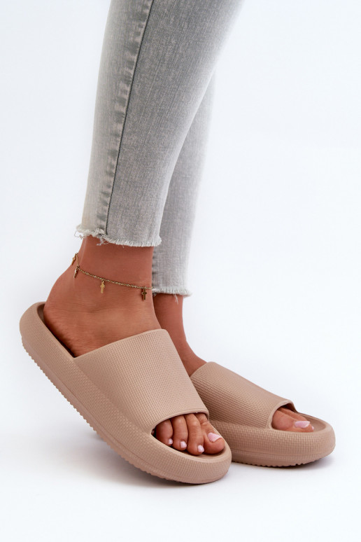 Feminin Leichte Hausschuhe aus Schaumstoff Auf dicker Sohle Beige Querceria