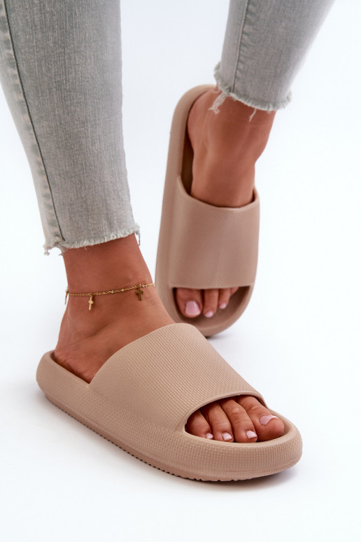 Feminin Leichte Hausschuhe aus Schaumstoff Auf dicker Sohle Beige Querceria