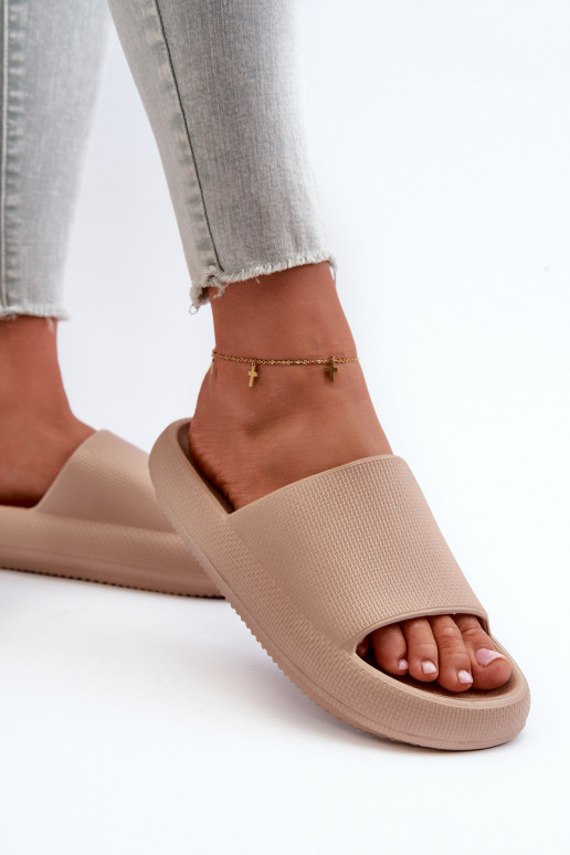 Feminin Leichte Hausschuhe aus Schaumstoff Auf dicker Sohle Beige Querceria