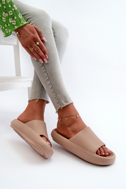 Feminin Leichte Hausschuhe aus Schaumstoff Auf dicker Sohle Beige Querceria