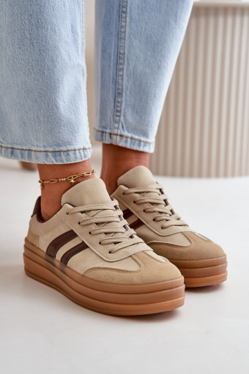 Sneakers Stilvollllschuhe Feminin mit einer Plattform braune Farbe Nesonice 2