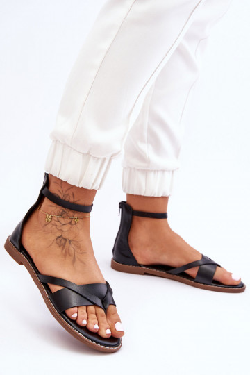 Damen flache Sandalen Pantoletten in Schwarz Rise Up!