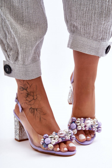 Durchschauen Stylische Sandalen mit Absätzen Violette Farbe S.Barski MR1037-17