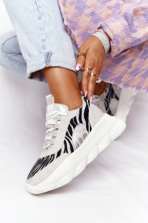 Feminin Sportlicher Stil Schuhe mit einer Plattform Lu Boo graue Farbe