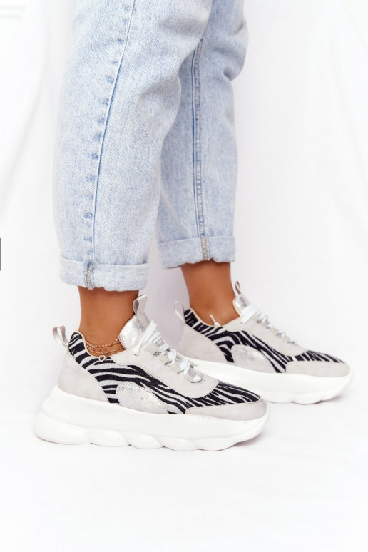 Feminin Sportlicher Stil Schuhe mit einer Plattform Lu Boo graue Farbe