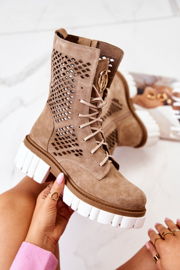 Haut Groß Arbeitsstiefeletten Nicole braune Farbe 2706 2