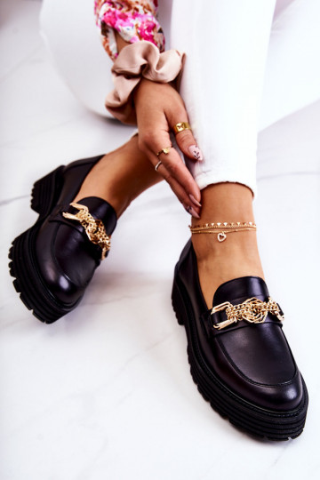 Feminin Schuhe goldene Farbe Ozdoba Haut Laura Messi 2383 schZuarze Farbe 2