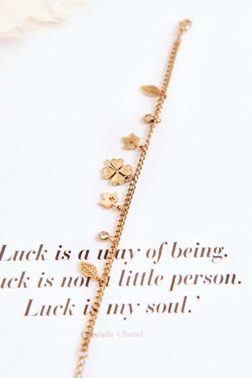 Modisch Ein Armband Mit Klee Und die Blätter goldene Farbe