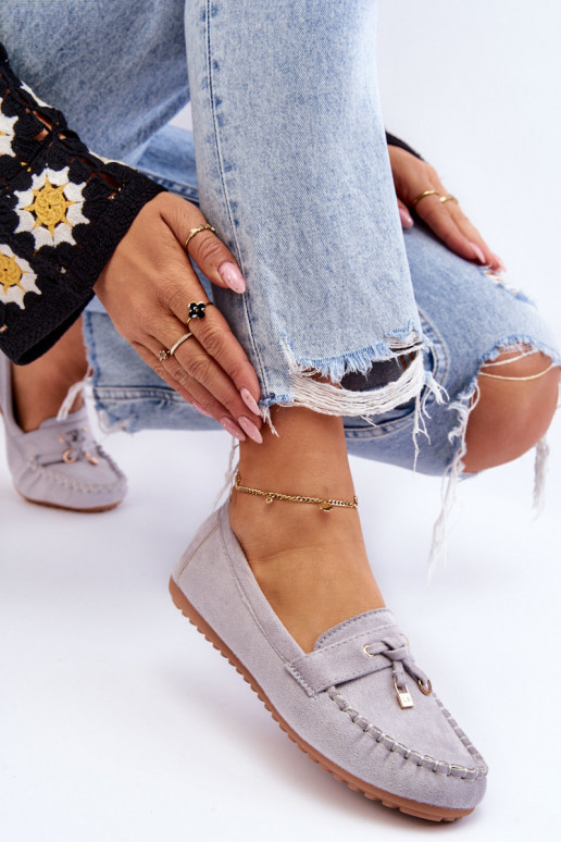 Klassische INildledermokassins graue Farbe Good Time