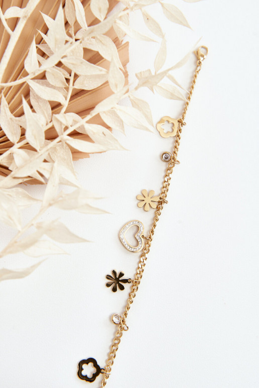 Modisch Ein Armband Mit Blumen und Herz goldene Farbe