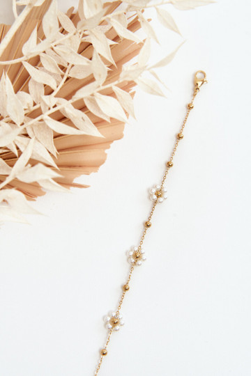 Modisch Ein Armband Mit Zueißen Blüten goldene Farbe 2