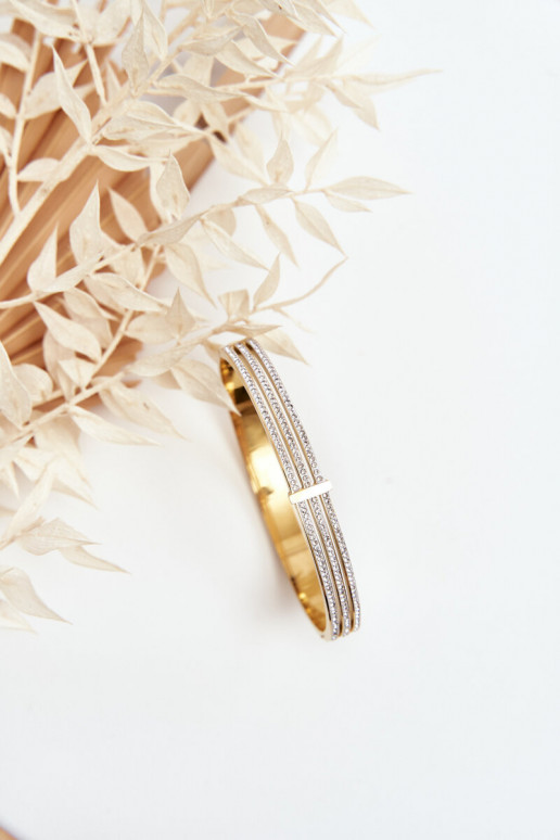 Ein Armband aus Edelstahl mit blitzenden Augen goldene Farbe