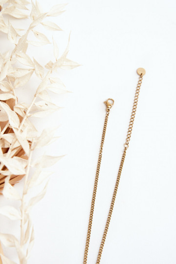 Damenkette mit Rüstung und schwarzen Blumen in Goldfarbe 2
