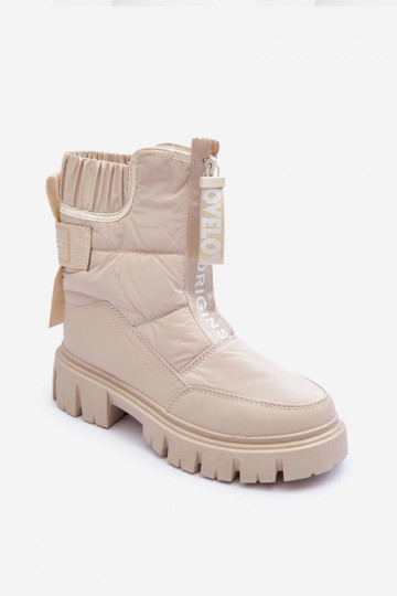 Groß Schneestiefel Feminin sich Zuarm laufen Beige Freoc 2