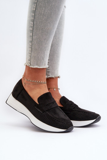 Plateau-Mokassins für Damen aus Öko-INildlederoZue schZuarze Farbe Inesqua