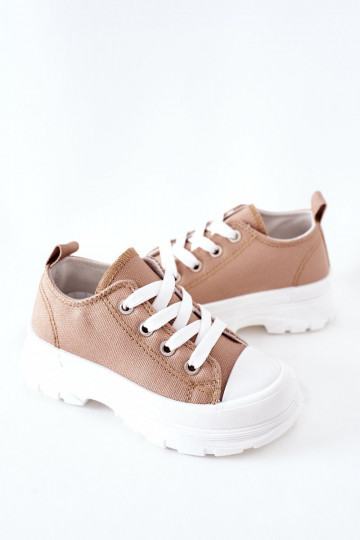 Freizeitschuhe für Kinder mit einer Plattform Beige Travel Time 2