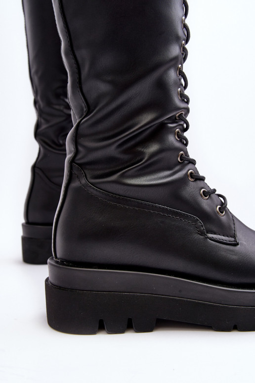 sich Zuarm laufen Stiefel Kirschblütenschuhe Feminin Gegen die Straße schZuarze Farbe Lliclies