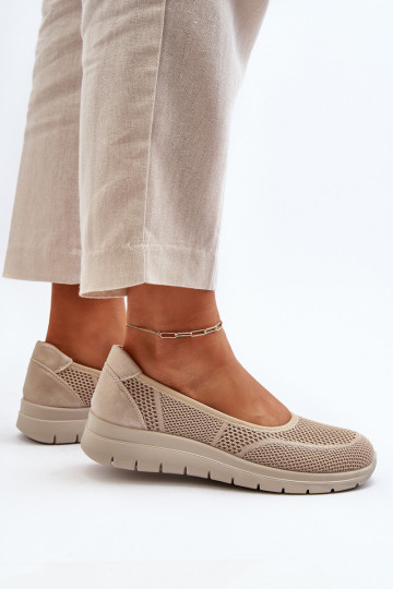 Ballerinas mit einer Plattform I Koturnie Beige Aviaba 2