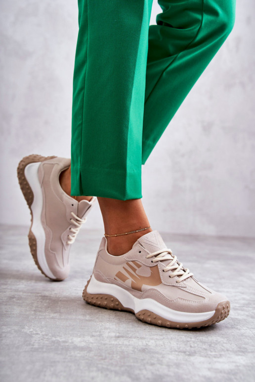 Feminin Turnschuhe mit Riemen Beige Tolea