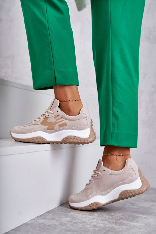 Feminin Turnschuhe mit Riemen Beige Tolea