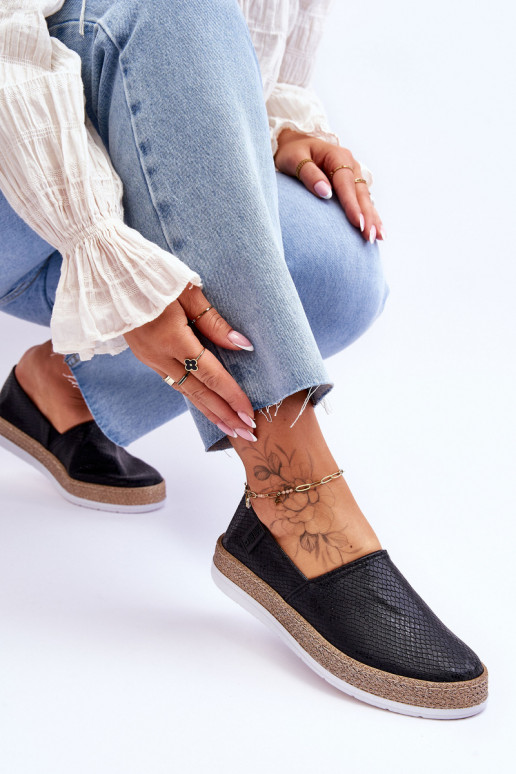 Espadrilles aus Leder Mokassins Big Star LL276002 schZuarze Farbe