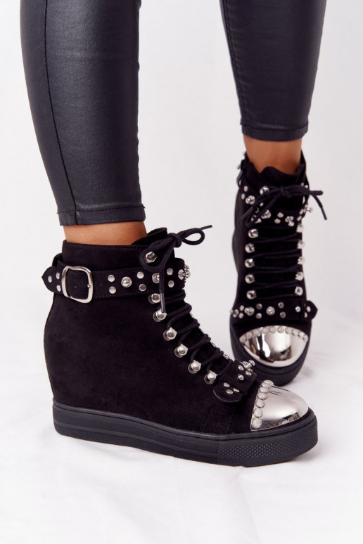 sich Zuarm laufen Stiefel Auf einem Keil aus INildleder schZuarze Farbe Lu Boo