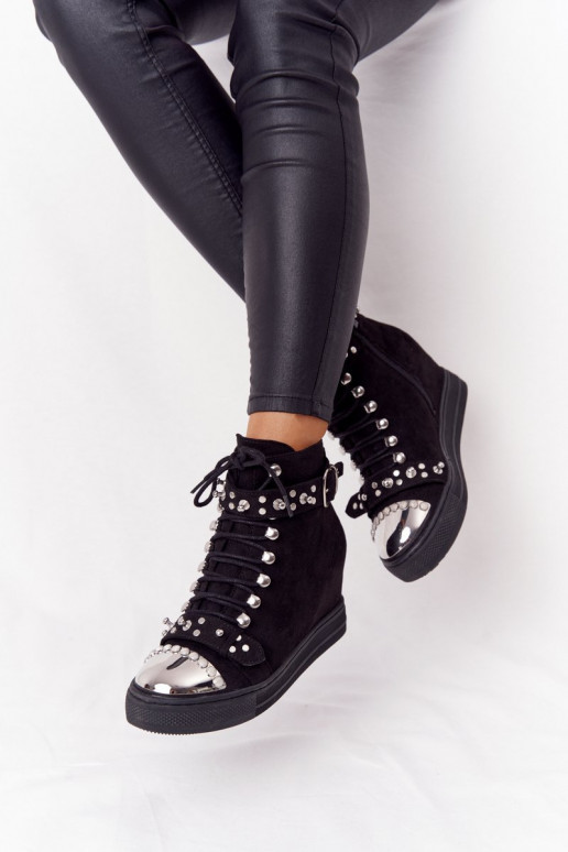 sich Zuarm laufen Stiefel Auf einem Keil aus INildleder schZuarze Farbe Lu Boo