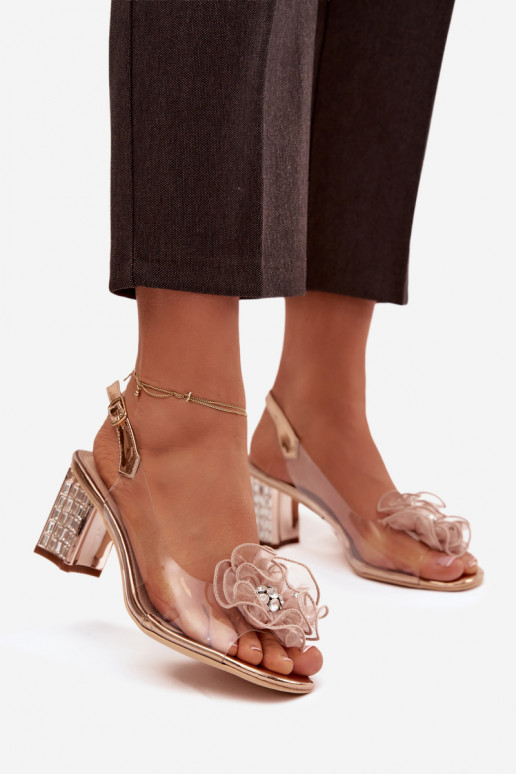 Sandalen mit Absätzen mit Ornamenten D&A MR52-238 roségoldene Farbe