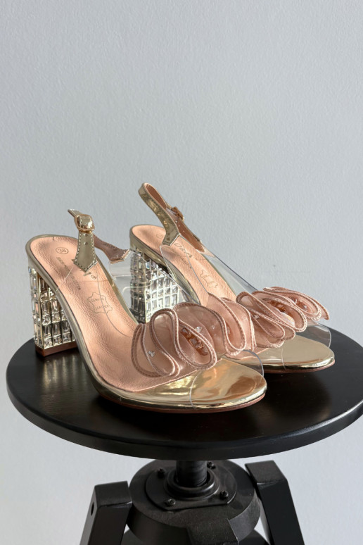 Sandalen mit Absätzen mit leuchtenden Augen D&A MR52-237 goldene Farbe