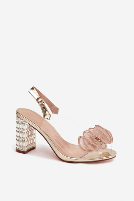 Sandalen mit Absätzen mit leuchtenden Augen D&A MR52-237 goldene Farbe