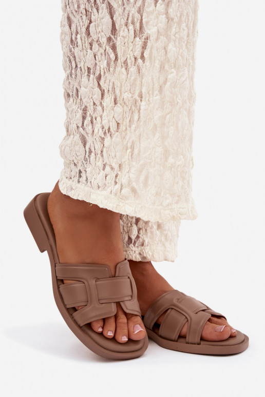 Damenhausschuhe mit breiten Absätzen Beige Lorania