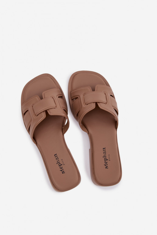 Damenhausschuhe mit breiten Absätzen Beige Lorania