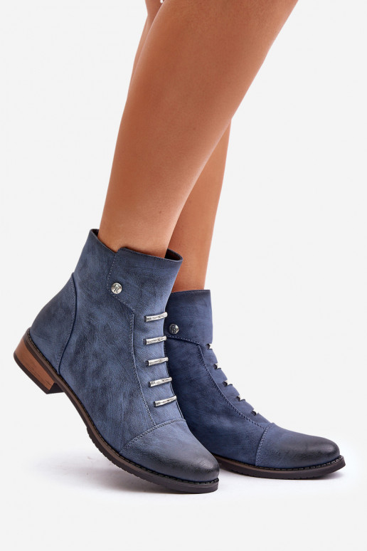 sich Zuarm laufen Damenstiefel mit breiten Absätzen blaue Farbe Labise