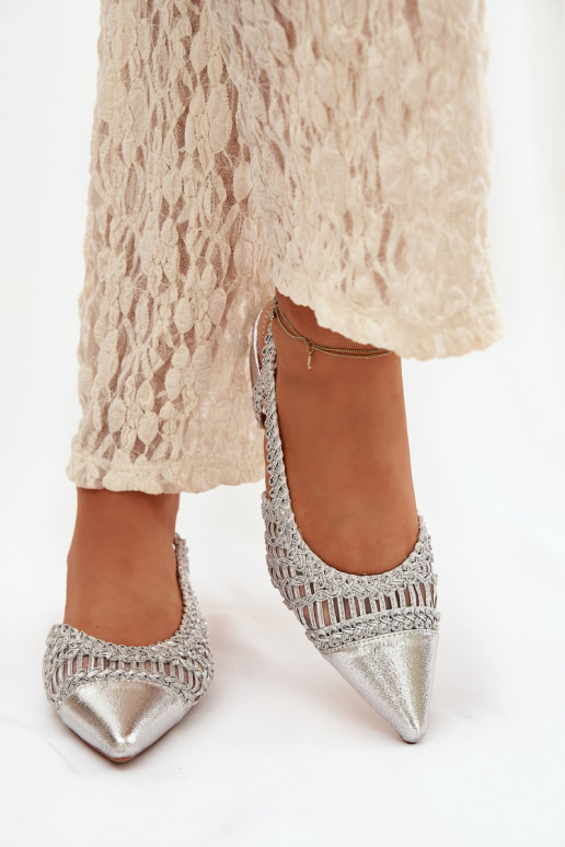 Damensandalen Mit Zopf Klocke Silberfarbe Nivorra