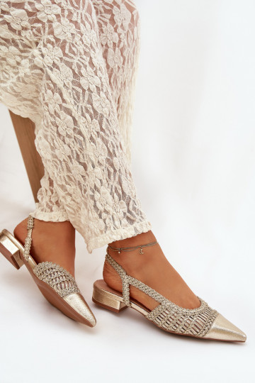 Damensandalen Mit Zopf Klocke goldene Farbe Nivorra