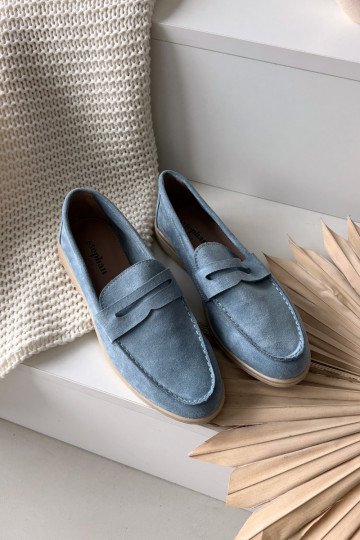 Damenmokassins aus Kunstwildleder, blau, Renelia