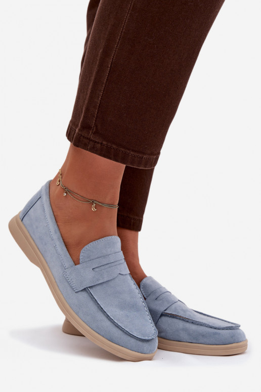 Mokassins für Damenaus Öko-INildlederu blaue Farbe Renelia