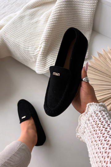 Damen schwarze Mokassins mit goldfarbenen Details „Sarivelle"