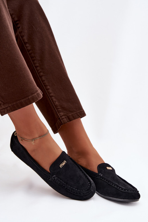 Mokassins für DamenKleinm goldene Farbem Detalem schZuarze Farbe Sarivelle