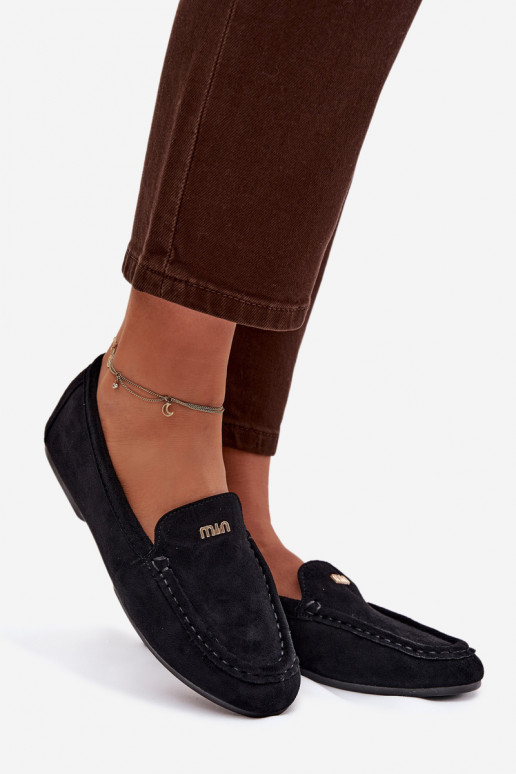 Mokassins für DamenKleinm goldene Farbem Detalem schZuarze Farbe Sarivelle