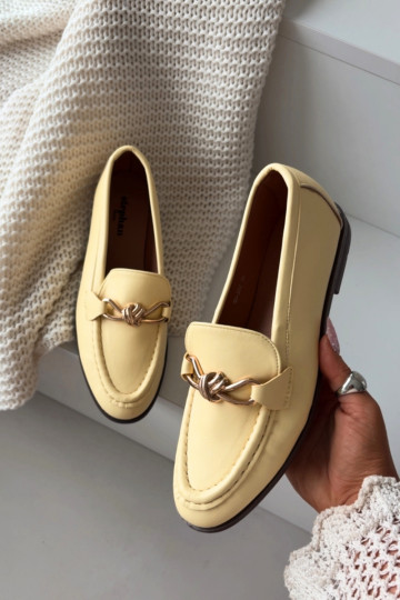 Mokassins Feminin Mit Dekorationen Detalem gelbe Farbe Rosynne