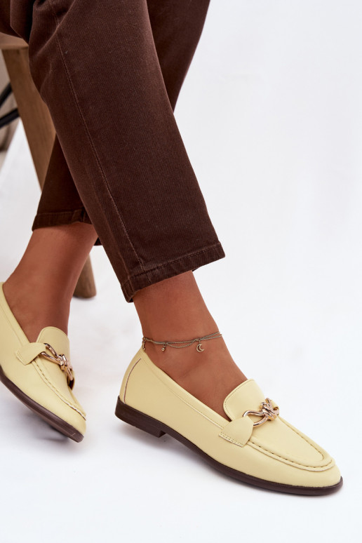 Mokassins Feminin Mit Dekorationen Detalem gelbe Farbe Rosynne
