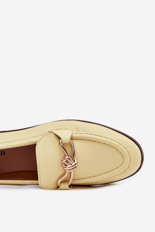 Mokassins Feminin Mit Dekorationen Detalem gelbe Farbe Rosynne